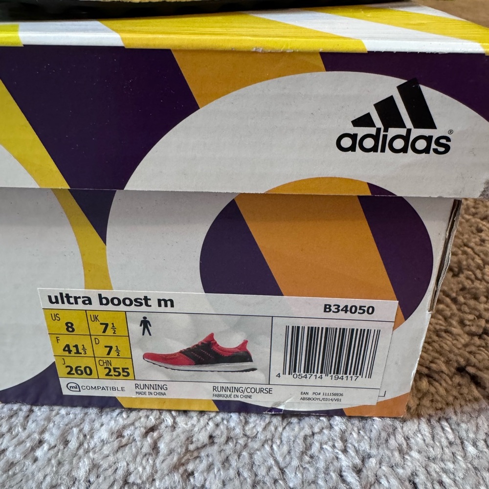 Adidas ultra boost 1.0 og solar red running shoes gym workout trail sz 8 - Picture 2 of 9